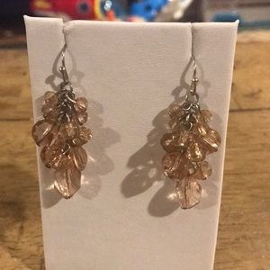 Pink Bead Silver Earrings